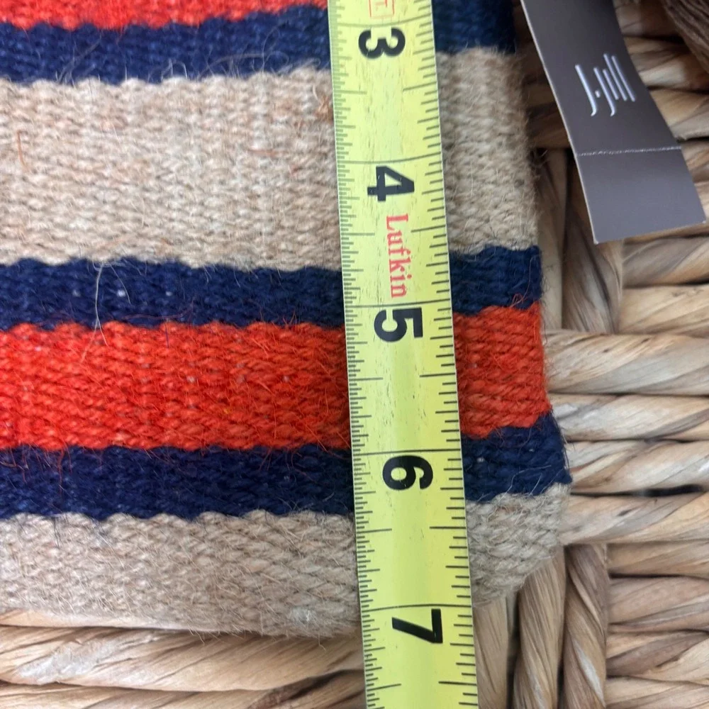 J. Jill Striped Woven Jute‎ Tassel Clutch Bag Blue Orange Tan NWT 168081